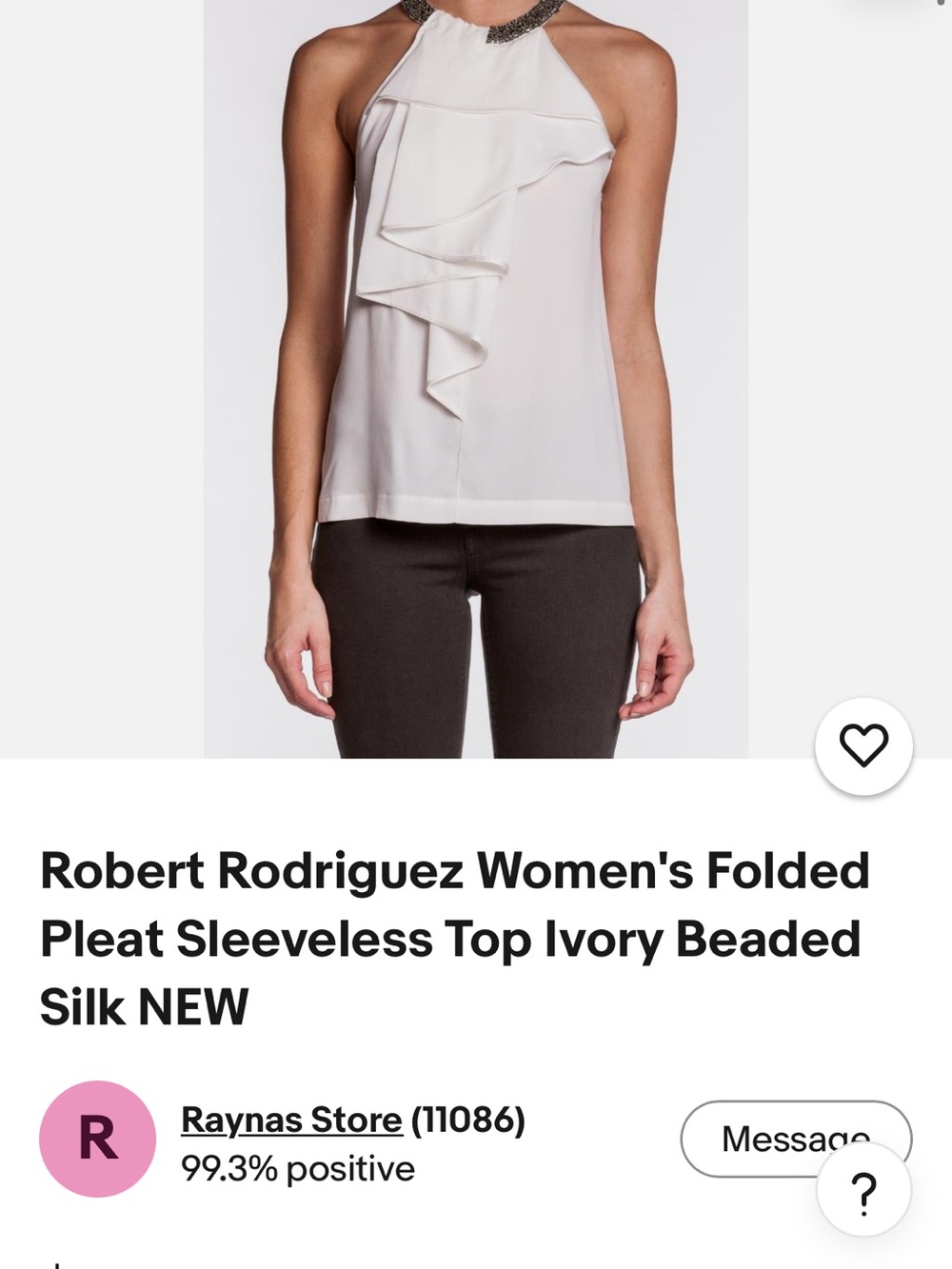 *Rare Archive* Robert Rodriguez Archive 100% Pure Silk Mock Neck Cami Shell Tank - Picture 13 of 15